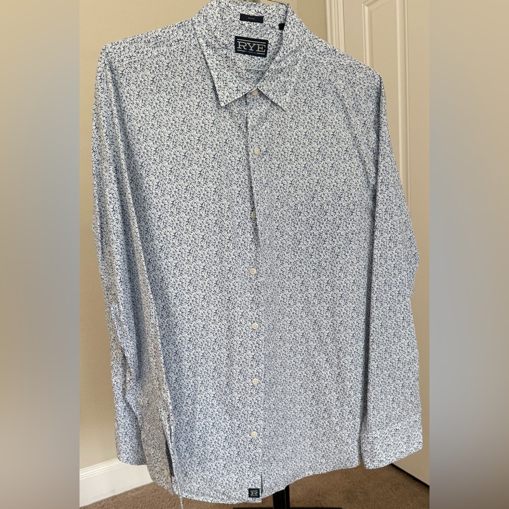 Men's Blue Micro Floral Blue Shirt